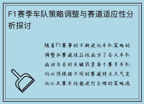 F1赛季车队策略调整与赛道适应性分析探讨 F1赛季车队策略调整与赛道适应性分析探讨
